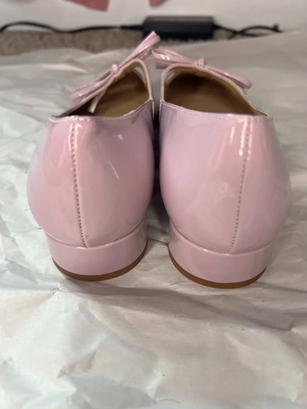 Copper Key Frolic Patent Double Bow Marry Jane Lavender Flats in Size 6.5M